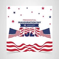 Presidential inauguration day background with vibrant red and blue flag design, festive stars, and patriotic elements for creative event and celebration-related visuals vector