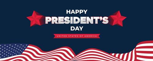 Presidents day banner with American flag patterns, clean white background, and decorative red and blue patriotic elements vector