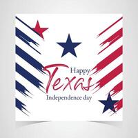 Texas Independence Day banner with bold red and white curves, blue background, and state silhouette featuring scattered stars in a patriotic theme vector