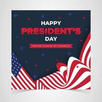 Happy presidents day banner with flowing red and white abstract wave patterns on a blue background in a clean patriotic design vector