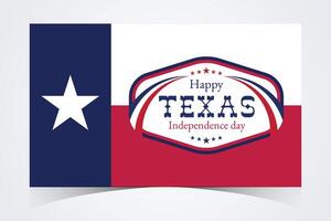 Modern Texas Independence Day banner featuring bold red and blue blocks with a white star emblem and circular Happy Texas Independence Day text vector
