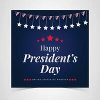 Happy presidents day banner with geometric American flag patterns, star accents, and a modern design in red, white, and blue vector