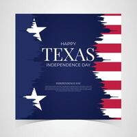Texas Independence Day banner with abstract red and white stripes, blue background, and bold happy Texas Independence Day text featuring patriotic design elements vector