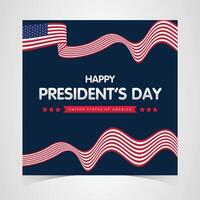Happy presidents day banner with flowing red and white abstract wave patterns on a clean blue background for a patriotic design vector