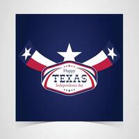 Texas Independence Day badge with red, white, and blue star-themed design featuring bold stripes and text in a circular emblem on a dark blue background vector
