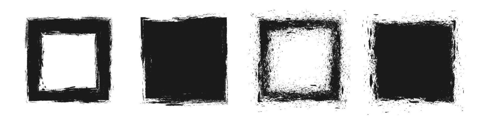 Black rough strokes with square shape style isolated on white background. Textured effect bundle. Graphic design elements set with grainy concept for ads, art, gift, offer, big, mega, or flash sale