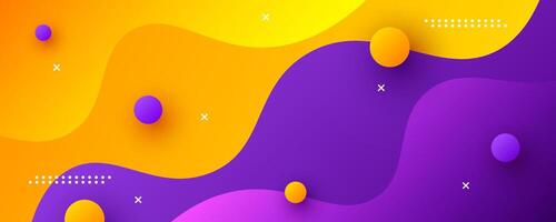 3D yellow purple abstract background overlap layer on bright space with flowing waves decoration. Modern graphic design element cutout style concept for web banner, art, flyer, card or brochure cover vector