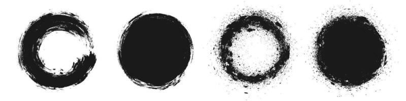 Black rough strokes with circle shape style isolated on white background. Textured effect bundle. Graphic design elements set with grainy concept for ads, art, gift, offer, big, mega, or flash sale vector