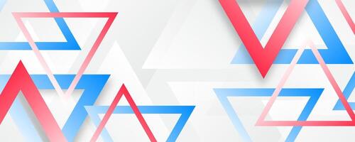 3D white abstract background overlap layer on bright space with blue red triangles effect decoration. Modern graphic design element cutout style concept for web banner, flyer, card or brochure cover vector