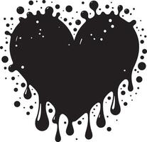 a black silhouette of a heart and multiple droplets of different sizes and shapes vector