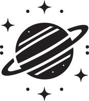 a black and white illustration of a planet with a ring around it vector