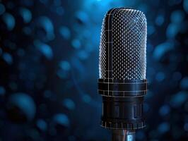 Close-up of a microphone with a wireframe overlay photo