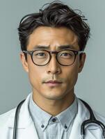 Portrait of a doctor with a focused expression photo
