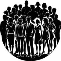 A group of people in silhouette in a circle vector