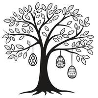 Easter tree with eggs and leaves illustration vector