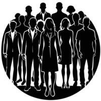 Silhouette of a group of people in a circle vector