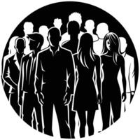 A group of people in silhouette in a circle vector