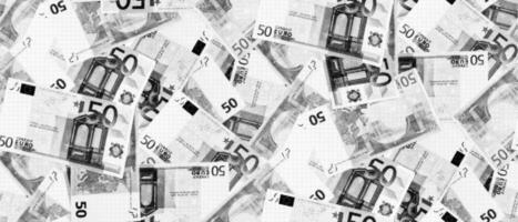 A seamless retro collage pattern incorporating vibrant halftone effects and carefully cut paper money. Background with scattered money with halftone effect. vector