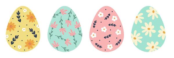 Set of easter eggs with different ribbon bows vector