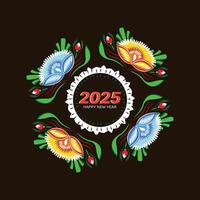 A set of colorful rickshaw painting borders with a text box vector