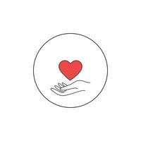 Hand holding red heart symbol in the shape of a circle vector