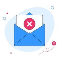 Email notification with an error alert inside blue envelope vector
