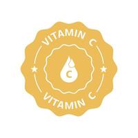 Yellow vitamin c sticker with drop icon vector
