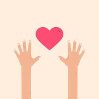 Illustration of hands reaching for a heart symbol vector
