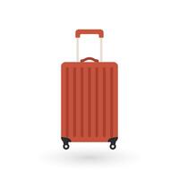 Red rolling suitcase with extended handle vector