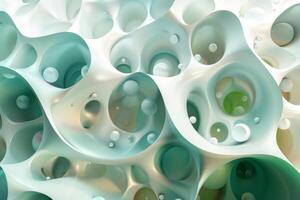 Abstract organic form with spheres floating in a cellular structure photo