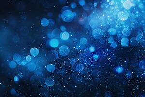 Blue bokeh background with stars and lights photo