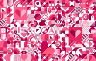 Valentines day background of pink hearts pattern vector