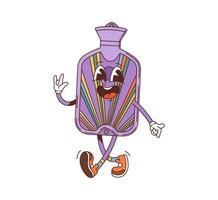 Cartoon groovy warmer, heater bag health character vector
