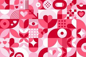 Valentines day background with geometric shapes vector