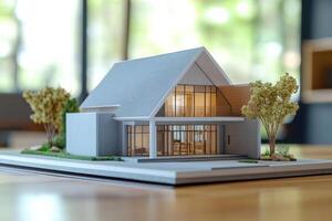 Detailed House Model on Display Table photo
