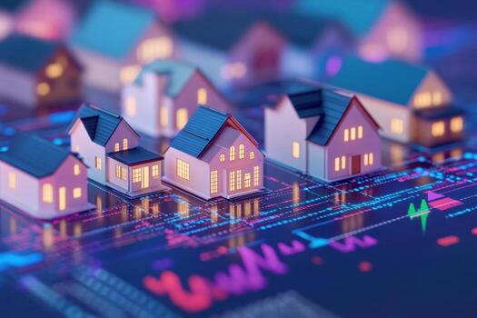 Modern Houses on Computer Screen Display photo