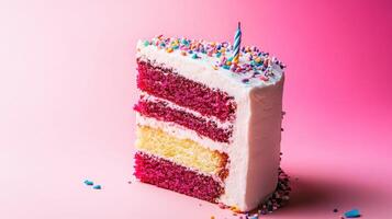 Delicious Birthday Cake Slice for Celebrations photo