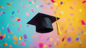 Graduation Celebration with Confetti photo