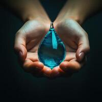 Hands Holding Clean Water Drop Symbol photo