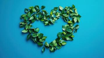 Heart-Shaped Leaves on Vibrant Background photo