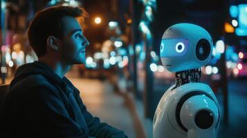 Man Engaging with Smart AI Chatbot photo