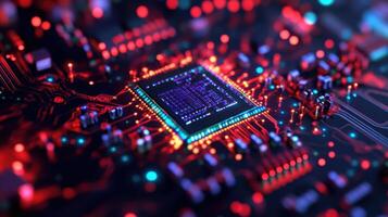 Macro View of Microchip Surface for Tech photo