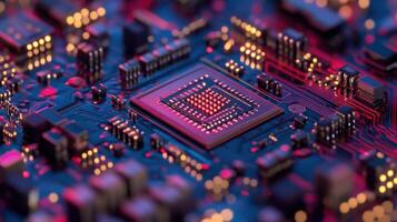 Detailed View of Microchip Surface for Tech photo
