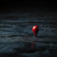Minimalistic Red Location Pin on Dark Map photo