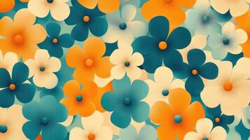 Elegant Orange and Teal Floral Patterns photo