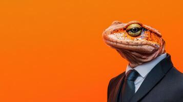 Portrait of a Salamander in a Formal Business Suit for Creative Use photo