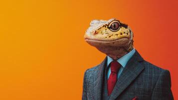 Portrait of a Salamander in a Business Suit for Creative Projects photo
