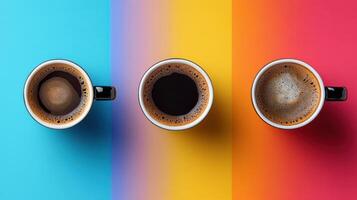 Top View of an Isolated Mug Filled with Hot Black Coffee for Beverage Advertising photo