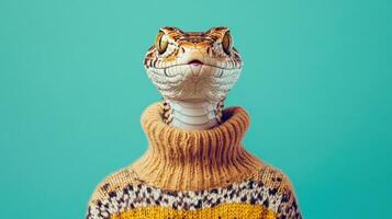 Unusual Creature with a Snake Face Wearing a Sweat - Unique Fantasy Image photo