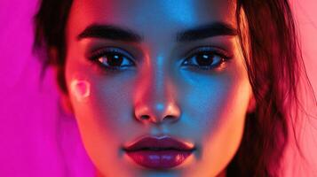 Young Female Face with Biometric Recognition Technology for Identification Purposes photo